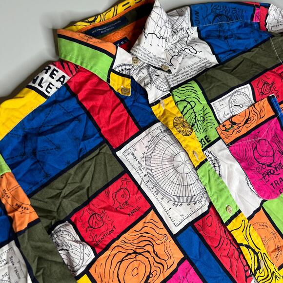 Tommy Hilfiger Map Print Button Up Shirt Men’s M Mauritius Colorful Topographic - Picture 5 of 6